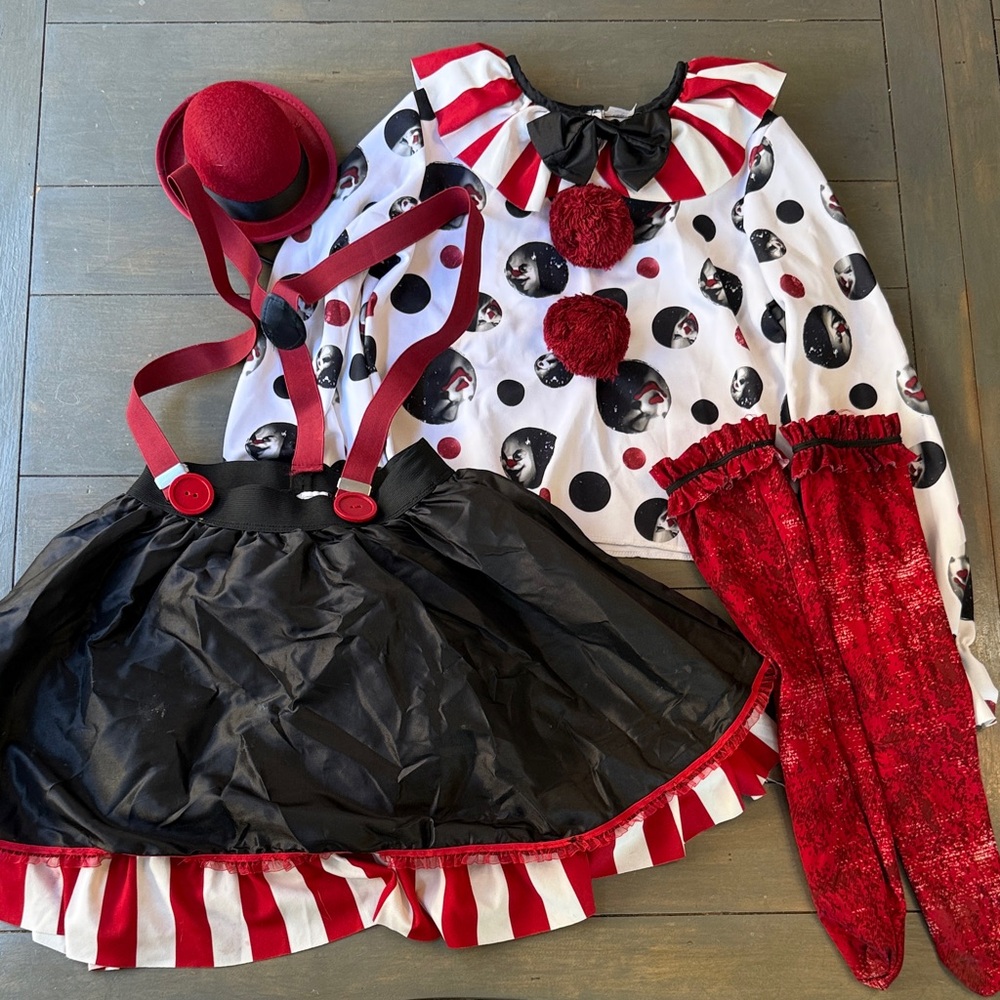 Spirit Kids Clown Costume with Red and Black Accents